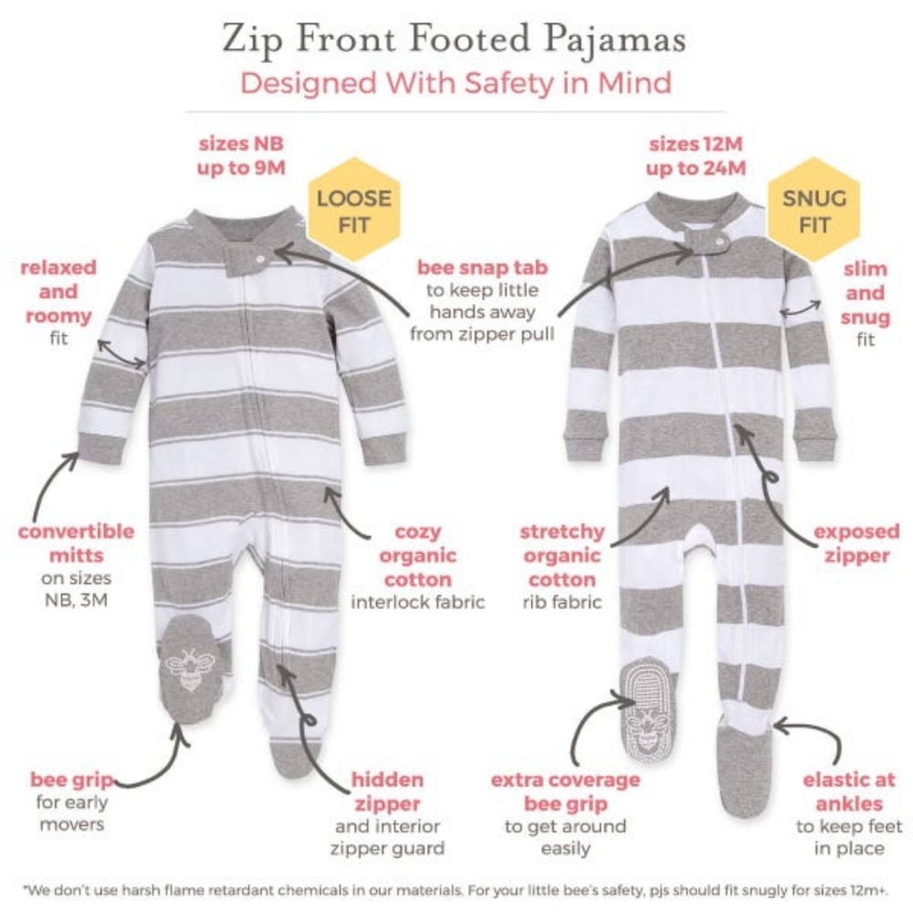 Burt's Bees Baby Newborn Blue Cloud Footed Pajama - Picture 3 of 4